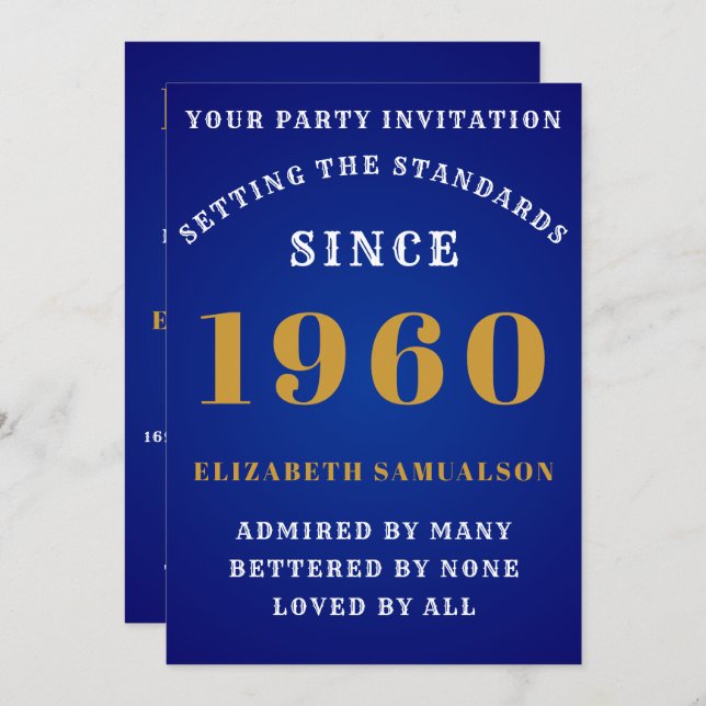 Invitación Cumpleaños Personalizado 1960 Amor Añadir tu nombr (Anverso / Reverso)
