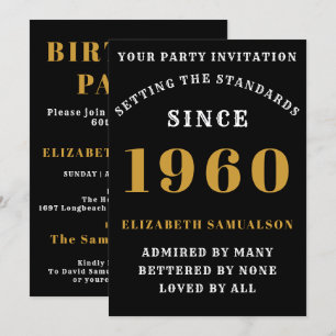 Invitación Cumpleaños Personalizado 1960 Añadir tu nombre neg