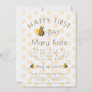 Invitación Cumpleaños personalizado adorable de abeja de miel
