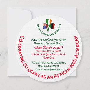Invitación Cumpleaños Personalizado Africano Irlandés USA Tré