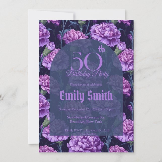 Invitación Cumpleaños personalizado Chic Carnation Sparkle (Anverso)