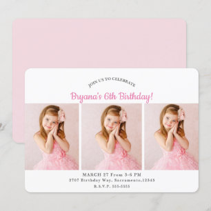 Invitación Cumpleaños personalizado con 3 fotos