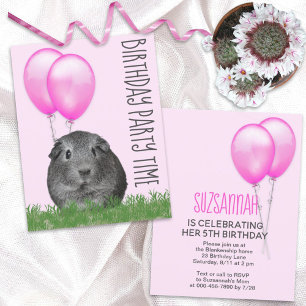 Invitación Cumpleaños personalizado con globos rosados para c