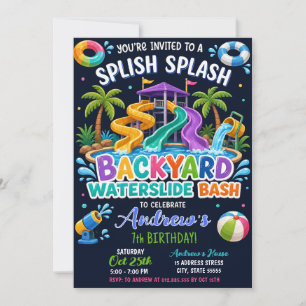 Invitación Cumpleaños Personalizado con Tobogán de Agua