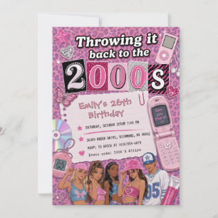 Invitación Cumpleaños personalizado de adolescente chica Y2K