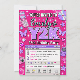 Invitación Cumpleaños personalizado de adolescente rosa estil