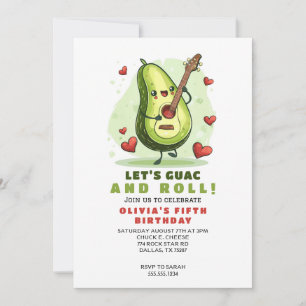 Invitación Cumpleaños Personalizado de Aguacate Adorable