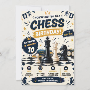 Invitación Cumpleaños Personalizado de Ajedrez Real
