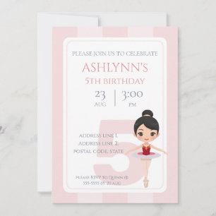 Invitación Cumpleaños Personalizado de Bailarina Rosa Elegant