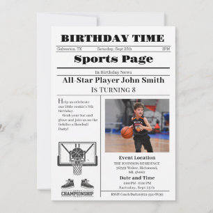 Invitación Cumpleaños Personalizado de Baloncesto con Foto