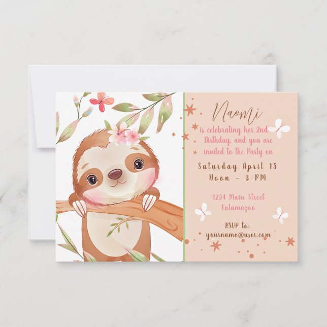 Invitación Cumpleaños personalizado de bebé lémur adorable (Anverso)