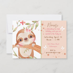 Invitación Cumpleaños personalizado de bebé lémur adorable