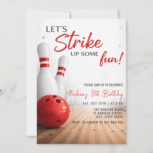 Invitación Cumpleaños personalizado de bolos modernos (Anverso)