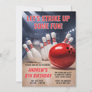 Invitación Cumpleaños personalizado de bolos RED