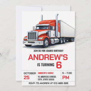 Invitación Cumpleaños personalizado de camión semi moderno pa