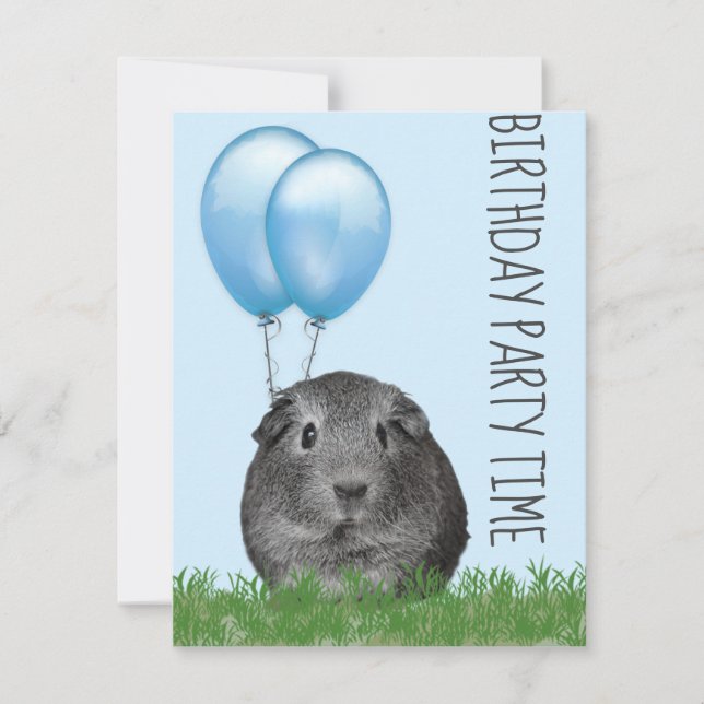 Invitación Cumpleaños personalizado de Conejillo de Indias Gi (Anverso)