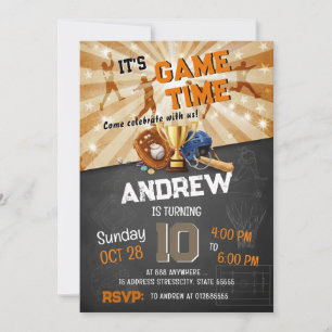 Invitación Cumpleaños personalizado de deportes moderno de to