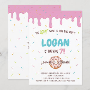 Invitación Cumpleaños personalizado de donut y rociadores col