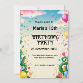 Invitación Cumpleaños Personalizado de Floral Balloona