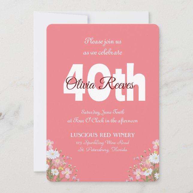 Invitación Cumpleaños Personalizado de Flores Silvestres Rusa (Anverso)