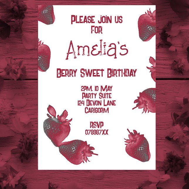 Invitación Cumpleaños personalizado de fresa (Subido por el creador)