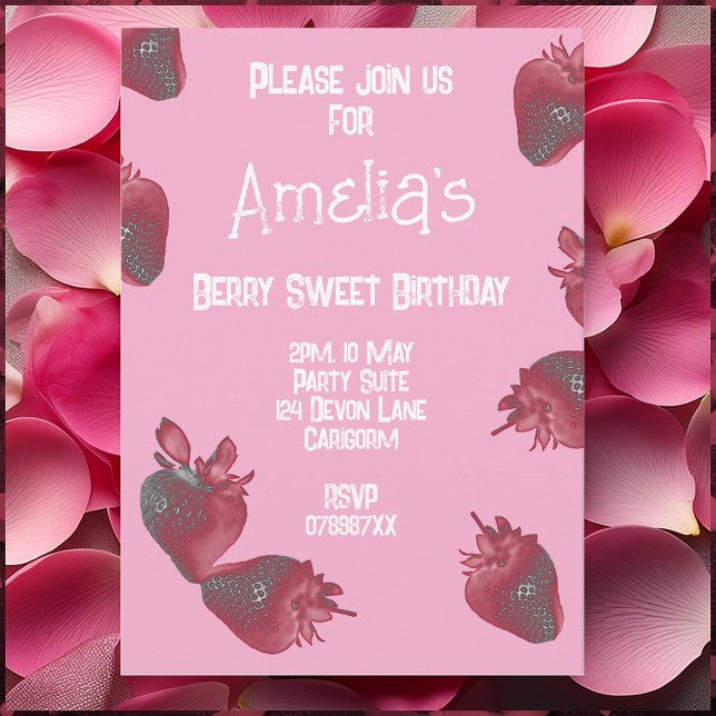 Invitación Cumpleaños personalizado de fresa (Subido por el creador)