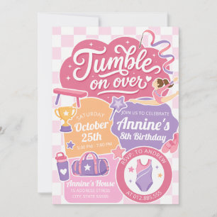 Invitación Cumpleaños personalizado de gimnasia para niñas en