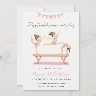 Invitación Cumpleaños Personalizado de Gimnasia Rosa