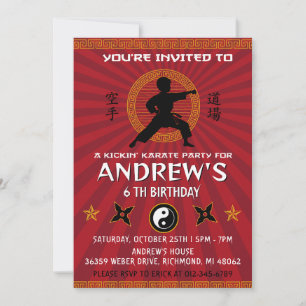 Invitación Cumpleaños personalizado de Karate Kung Fu