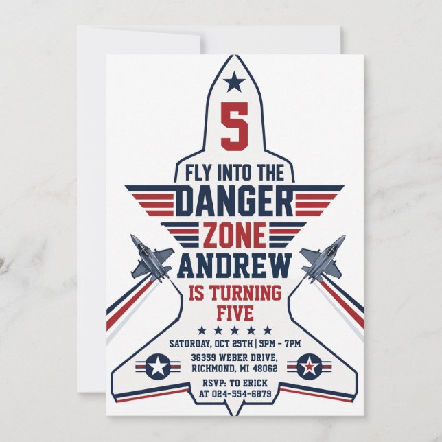 Invitación Cumpleaños Personalizado de la Fuerza Aérea Modern (Anverso)