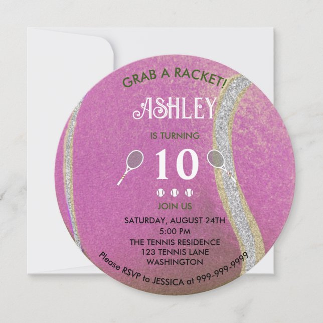 Invitación Cumpleaños personalizado de la moderna pelota de t (Anverso)