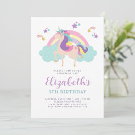 Invitación Cumpleaños personalizado de la Unicornio arcoiris