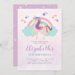 Invitación Cumpleaños personalizado de la Unicornio arcoiris