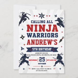 Invitación Cumpleaños personalizado de Ninja Warrior moderno
