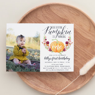 Invitación Cumpleaños Personalizado de Otoño con Calabaza par