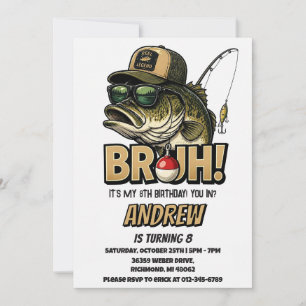 Invitación Cumpleaños Personalizado de Pesca Bruh