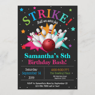 Invitación Cumpleaños Personalizado de Pin de Bolos Bang RSVP