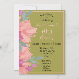 Invitación Cumpleaños personalizado de Pink Florals