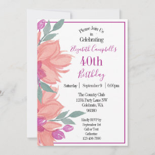Invitación Cumpleaños personalizado de Pink Florals