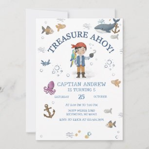 Invitación Cumpleaños Personalizado de Piratas Fiesta Imprimi