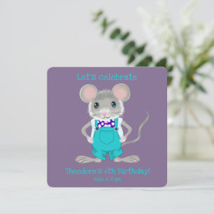 Invitación Cumpleaños personalizado de ratón pequeño lindo y