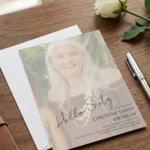 Invitación Cumpleaños personalizado de sesenta años con foto