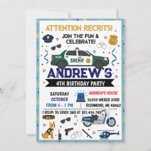Invitación Cumpleaños personalizado de sheriff policía modern