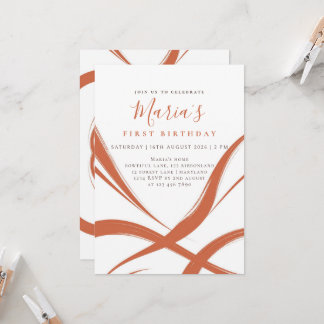 Invitación Cumpleaños personalizado de terracota abstracta on