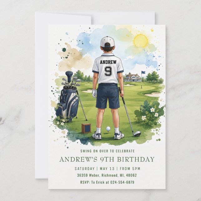 Invitación Cumpleaños Personalizado de Top Golf (Anverso)