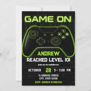 Invitación Cumpleaños personalizado de videojuegos modernos