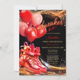 Invitación Cumpleaños personalizado de zapatillas rojas y dor