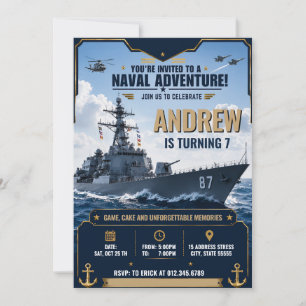 Invitación Cumpleaños Personalizado del Acorazado de la Marin