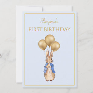 Invitación Cumpleaños personalizado del conejo por primera ve