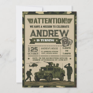 Invitación Cumpleaños personalizado del ejército moderno para